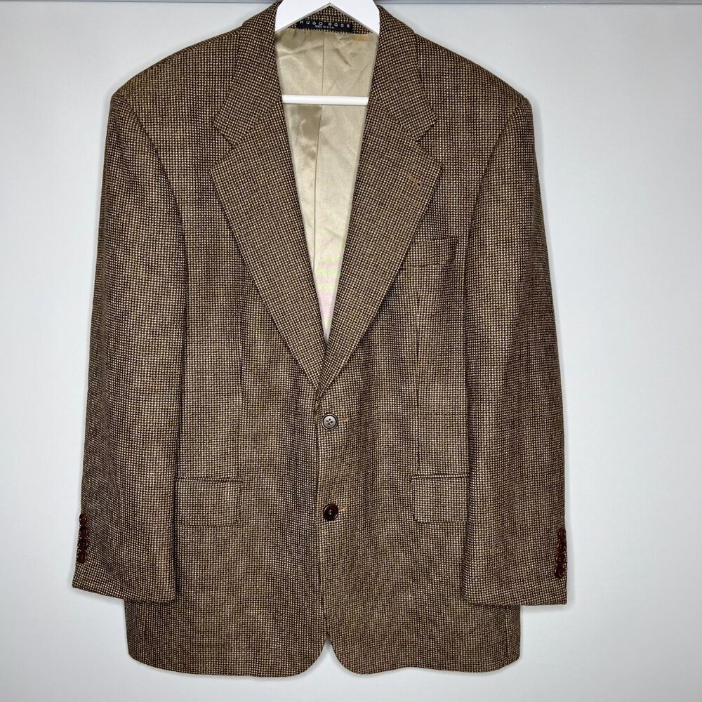 Hugo Boss Men Sz 42 VTG Lambswool Blazer Tweed USA Sport Coat Fall Autumn 70 80s